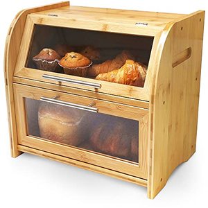 Arise Stylish Bamboo Bagel and Bread Box For Kitchen Countertops