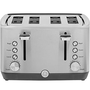 GE Stainless Steel 4 Slice Toaster For Toasting Bagels, Breads and Waffles